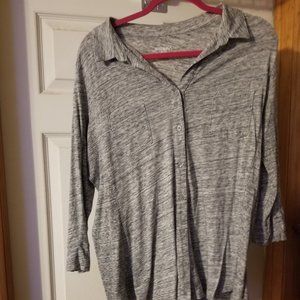 Merona Gray Cotton Blouse XL